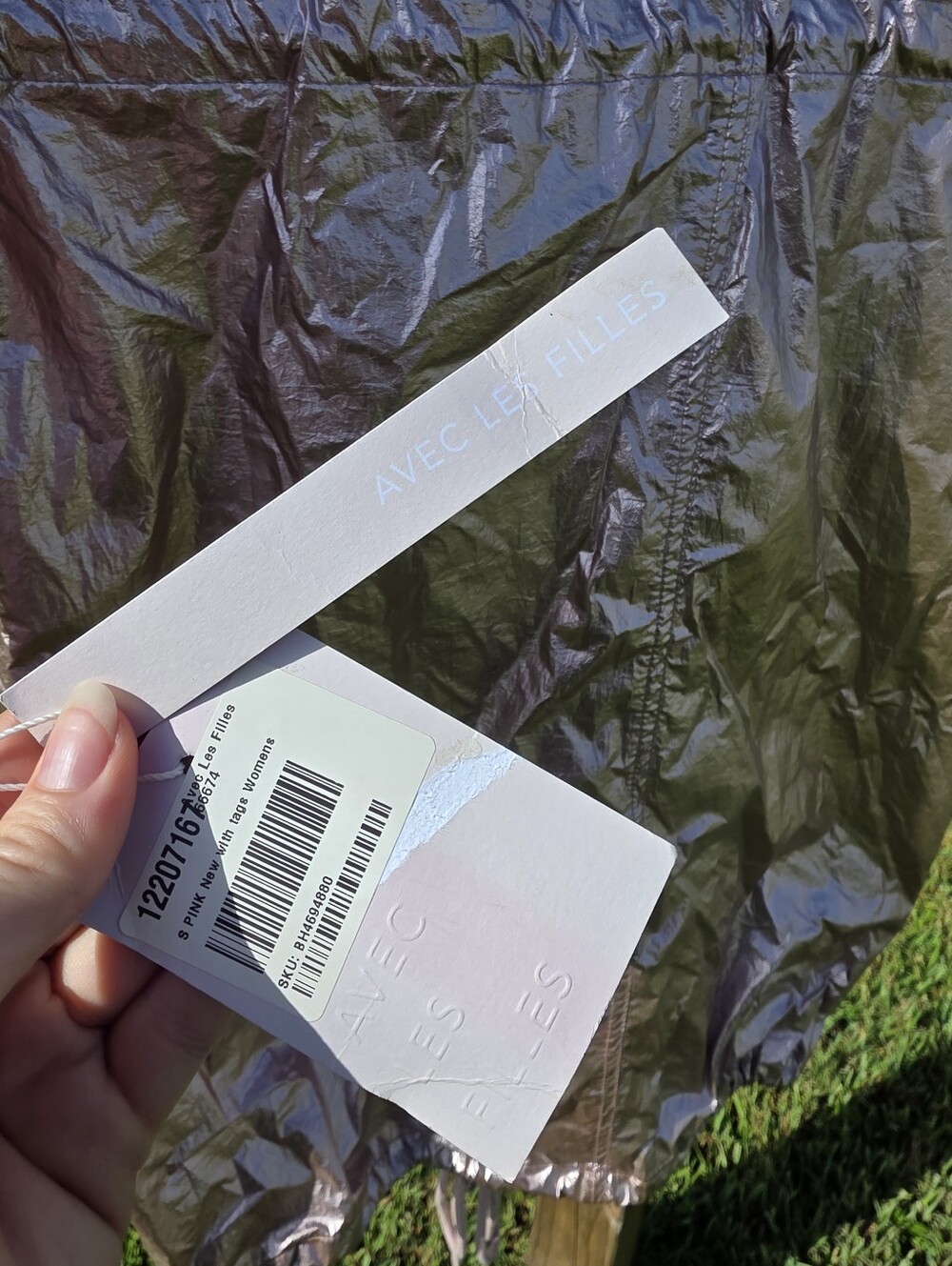NWT Avec Les Filles Metallic Rain Jacket- S - Picture 8 of 13